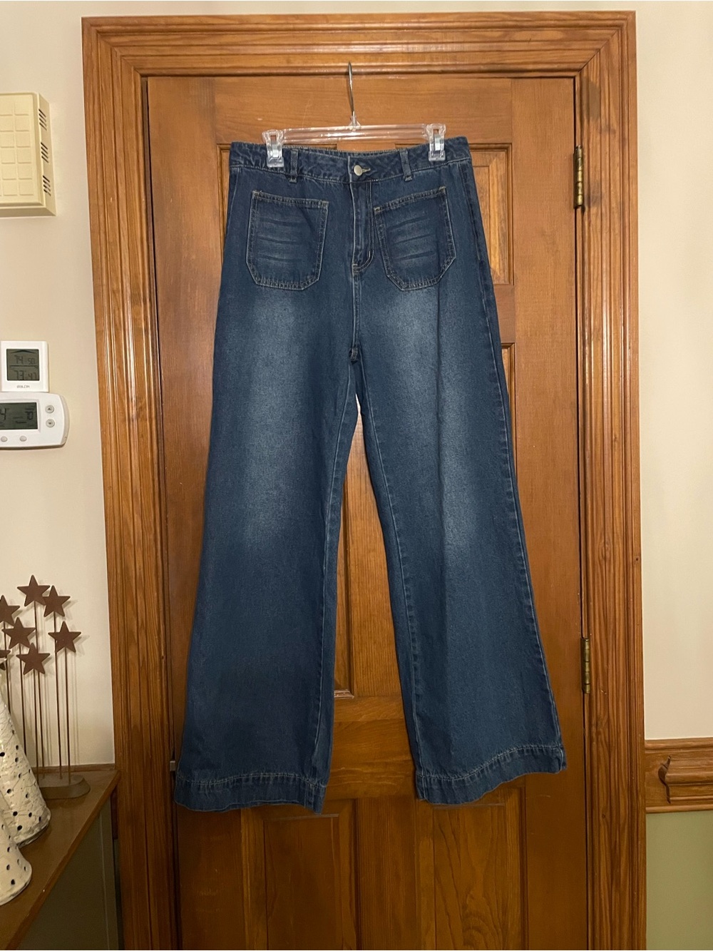 Poeselle by SHEIN High-Rise Wide Leg Women's Jeans - Dark Blue, Size 30